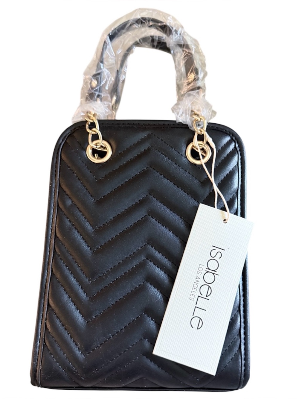 NWT Chevron quilted vegan leather black crossbody bag with magnetic snap closure